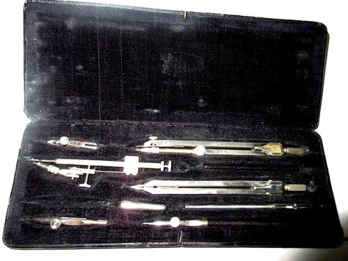 Antiker zirkelkasten reißzeug - zirkelkasten,